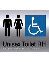 SP07 Unisex Disable Right Hand Toilet Stainless Steel Braille Sign