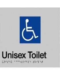 SS03 Silver Plastic Unisex Disabled Toilet Braille Sign