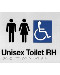 SS07 Silver Unisex Disabled Toilet Silver Right Hand Braille Sign