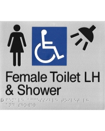 SS15LH Silver Plastic Female Disabled Toilet & Shower Braille Sign Left Hand