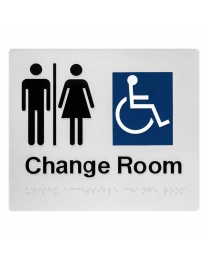 Silver Plastic Unisex Disabled Change Room Braille Sign SS32 