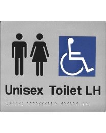 SS06 Silver Plastic Unisex Disabled Toilet Left Hand Braille Sign
