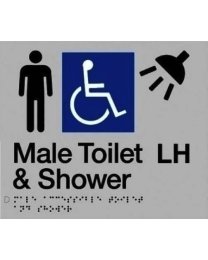 SS14LH Silver Plastic Male Disabled Toilet & Shower Braille Sign Left Hand