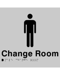 SS29 Silver Plastic Male Change Room Braille Sign 