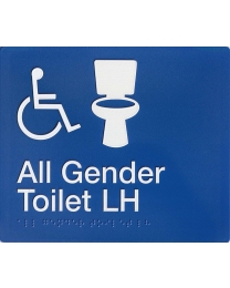 SV48-LH Blue Plastic All Gender LH Toilet Braille Sign