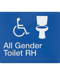SV48-RH Blue Plastic All Gender RH Toilet Braille Sign