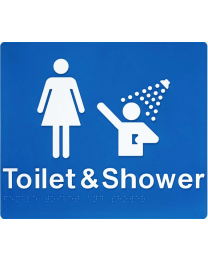 SV13 Female Toilet & Shower Blue Plastic Braille Sign
