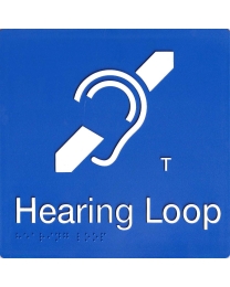 SV44 Blue Hearing Loop Plastic Braille Sign