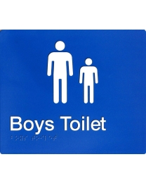 SV45 Blue Plastic Boys Toilet Braille Sign
