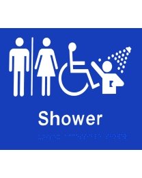 SV22 Unisex Disabled Shower Blue Plastic Braille Sign